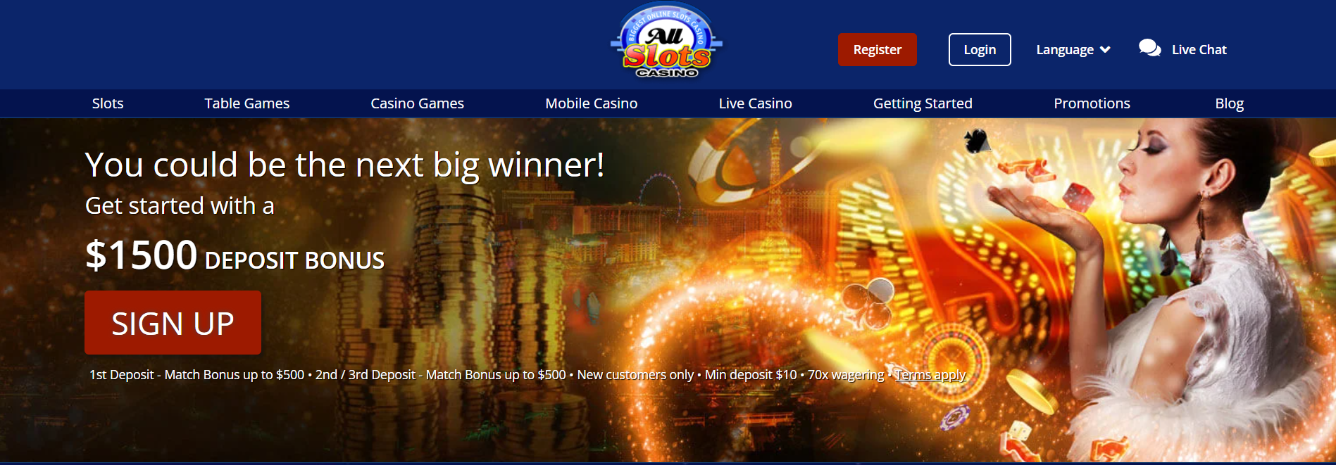 All slots casino main page